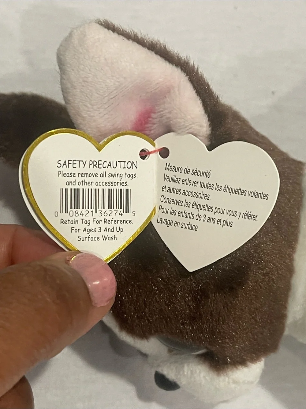 Ty Brown and White Plush Puppy with Blue Eyes